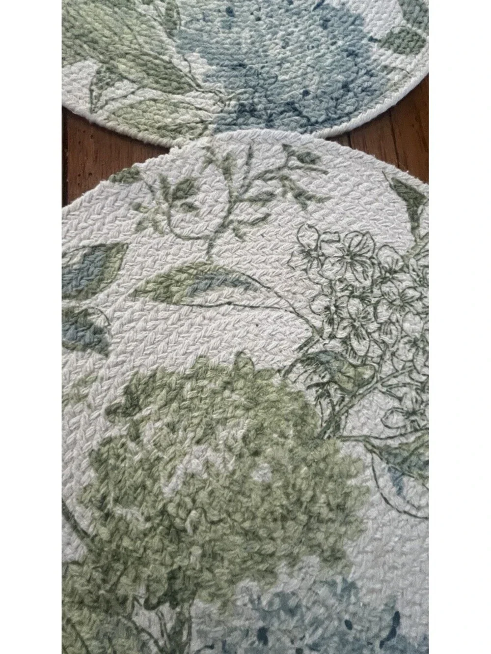 Martha Stewart Placemat Hydrangea Flower Pattern Woven Cotton Set Of 4  Lt Blue